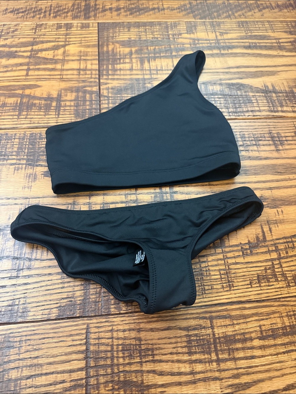 PINK Victoria's Secret One-Shoulder Black Bikini Set